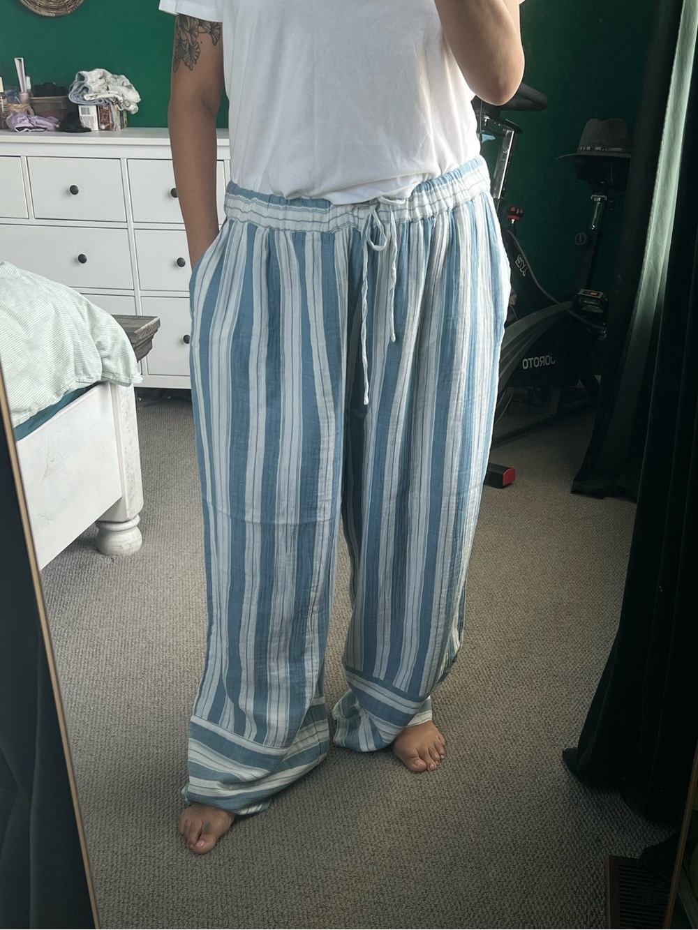 ASOS Curve Gauze striped Wideleg Pant